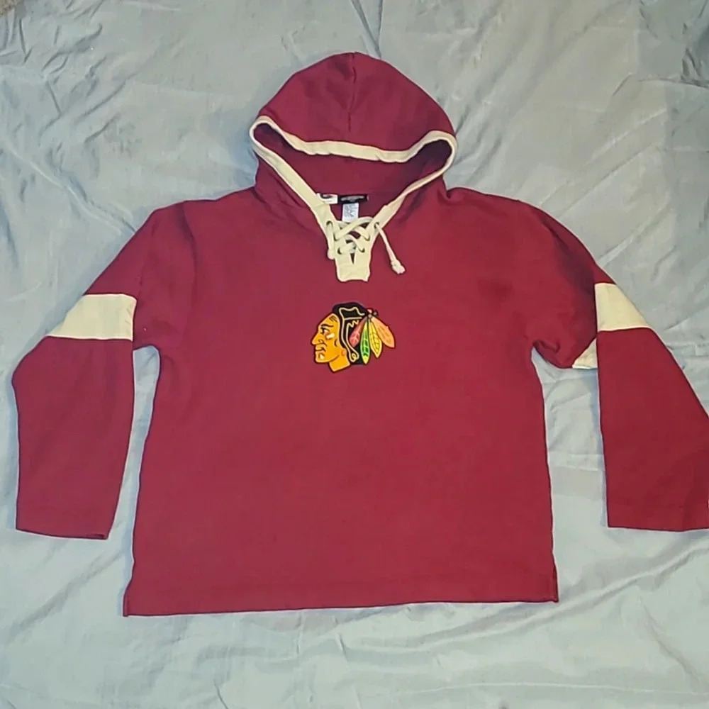 Men's large NHL official Chicago Blackhawks OLD TIME HOCKEY hoodie LOT-F